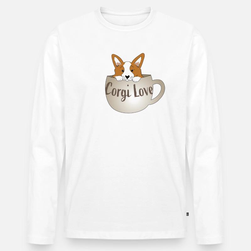 Corgi-Liebe - Männer Premium Bio Langarmshirt - Weiß