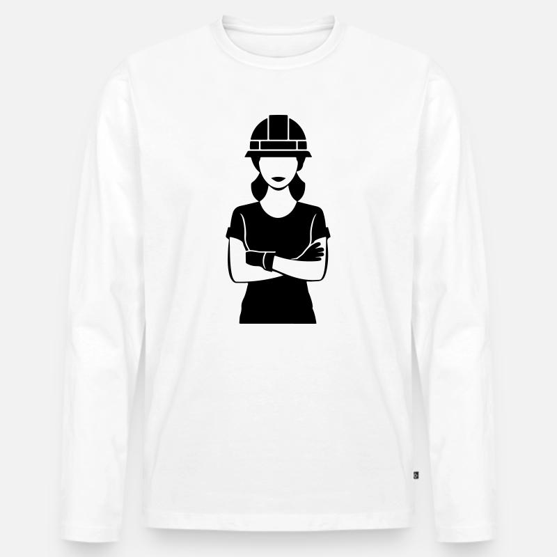 Bauarbeiter Frau - Männer Premium Bio Langarmshirt - Weiß