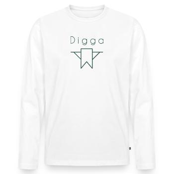 HEY Digga - Männer Premium Bio Langarmshirt - Weiß - Vorne - Nico (187cm)
