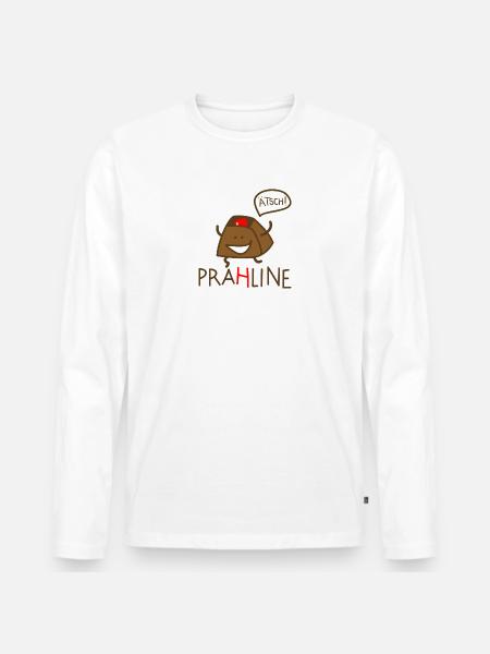 Praline - Männer Premium Bio Langarmshirt - Weiß