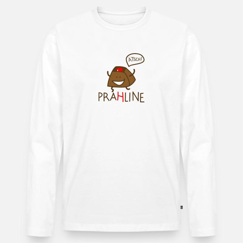 Praline - Männer Premium Bio Langarmshirt - Weiß