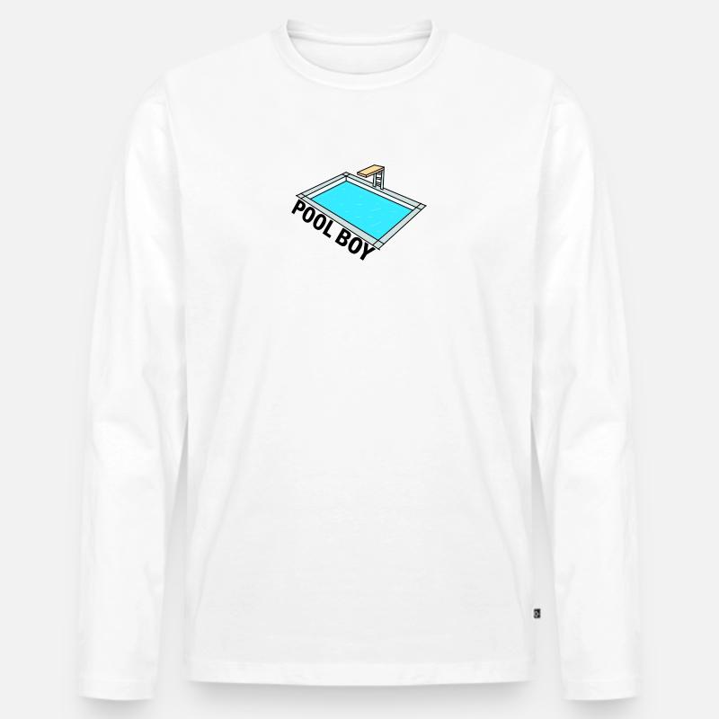 Pool Boy - Pool Junge - Design - Männer Premium Bio Langarmshirt - Weiß