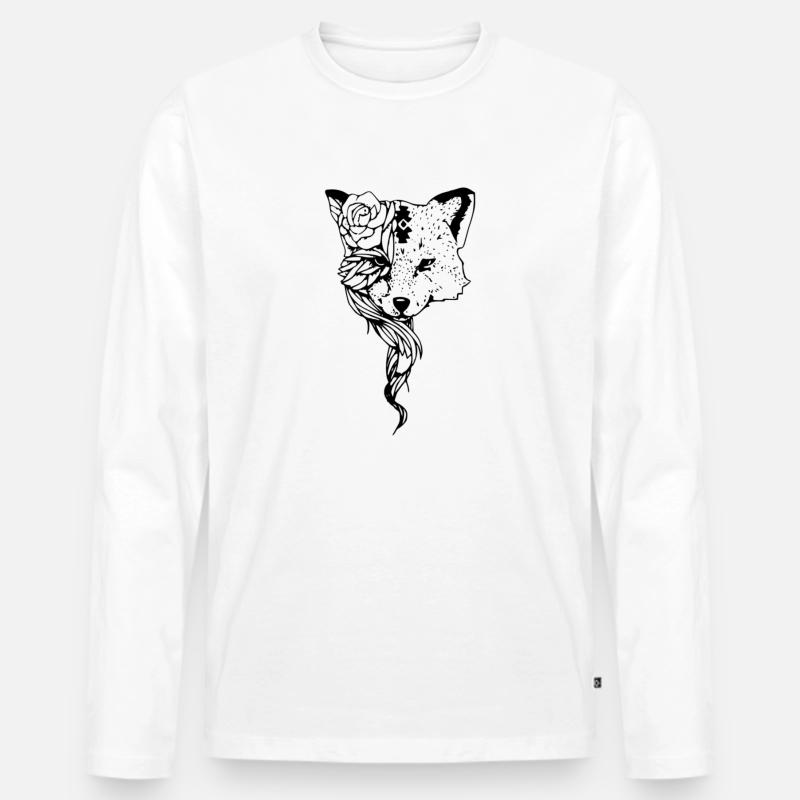 Fuchskopf - Männer Premium Bio Langarmshirt - Weiß