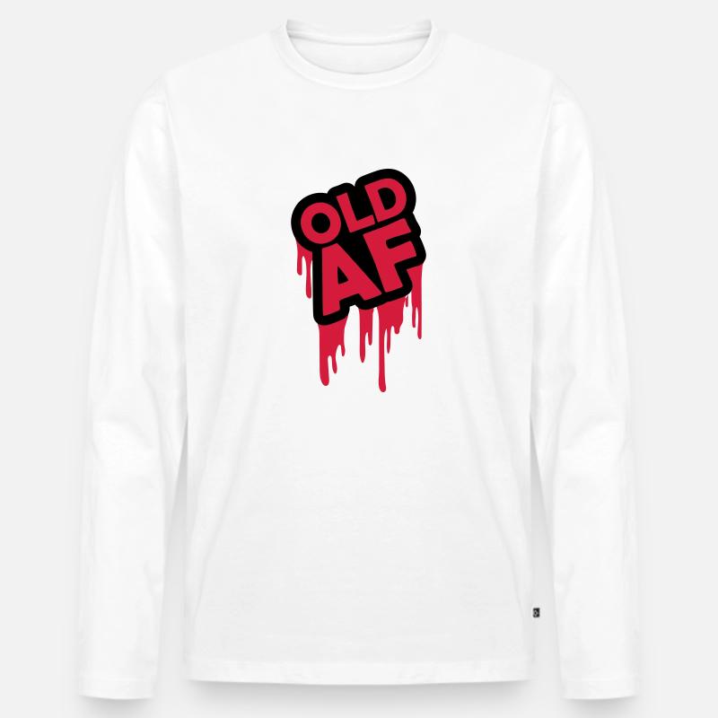 old AF Text Logo - Männer Premium Bio Langarmshirt - Weiß