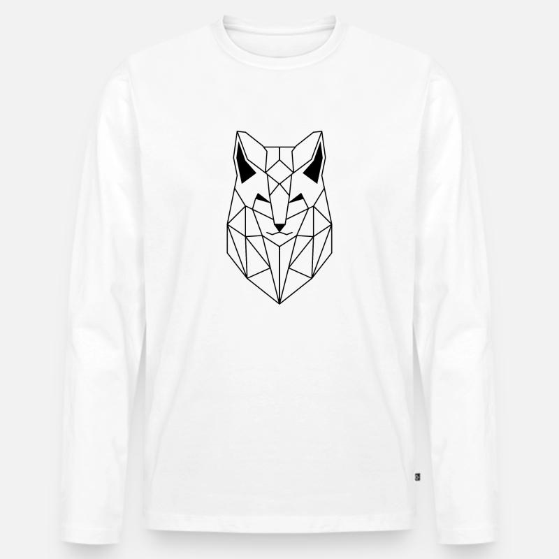 Polygonal Wolf schwarze Version - Männer Premium Bio Langarmshirt - Weiß