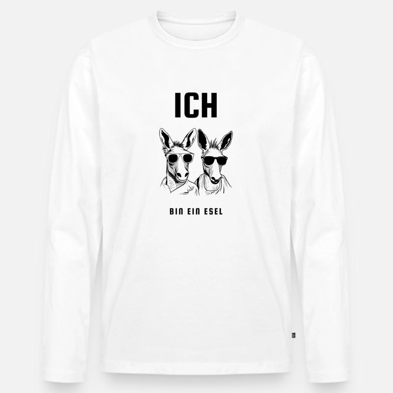 Ich bin ein Esel - Männer Premium Bio Langarmshirt - Weiß