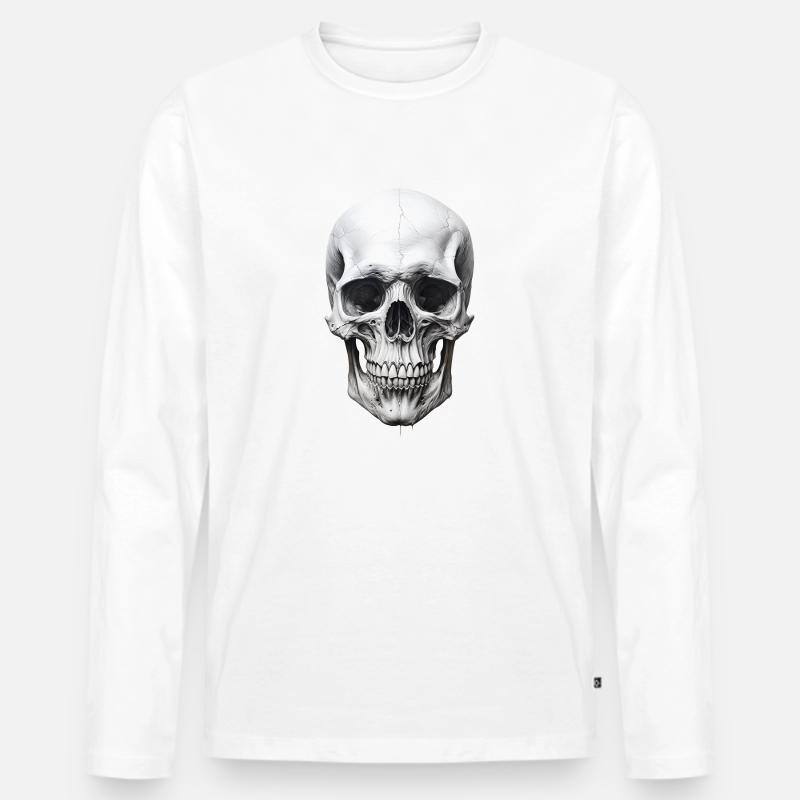 teschio classico - Maglia a manica lunga ecologica premium da uomo - bianco