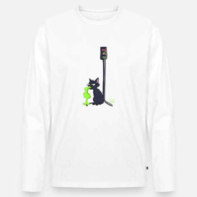 Sick Cat Viazoo - Männer Premium Bio Langarmshirt - Weiß