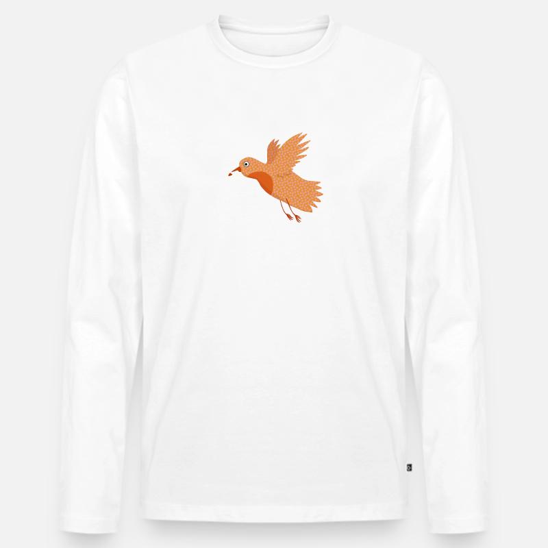 Vogel mit Brief - Männer Premium Bio Langarmshirt - Weiß