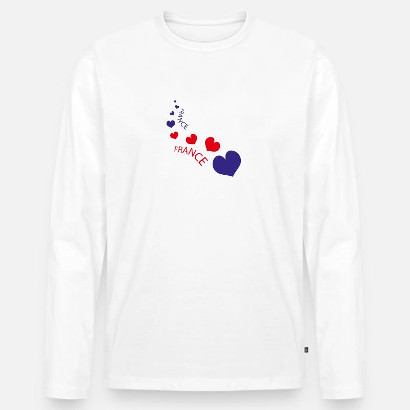 Frankreich - Männer Premium Bio Langarmshirt - Weiß