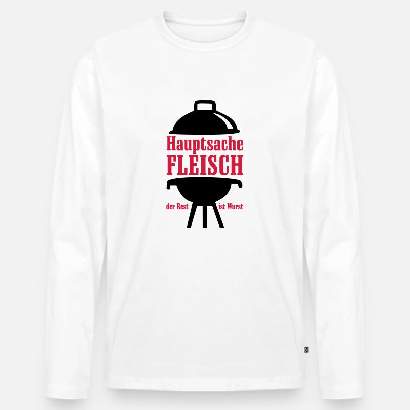 Grill, grillen, BBQ, Rost - Männer Premium Bio Langarmshirt - Weiß
