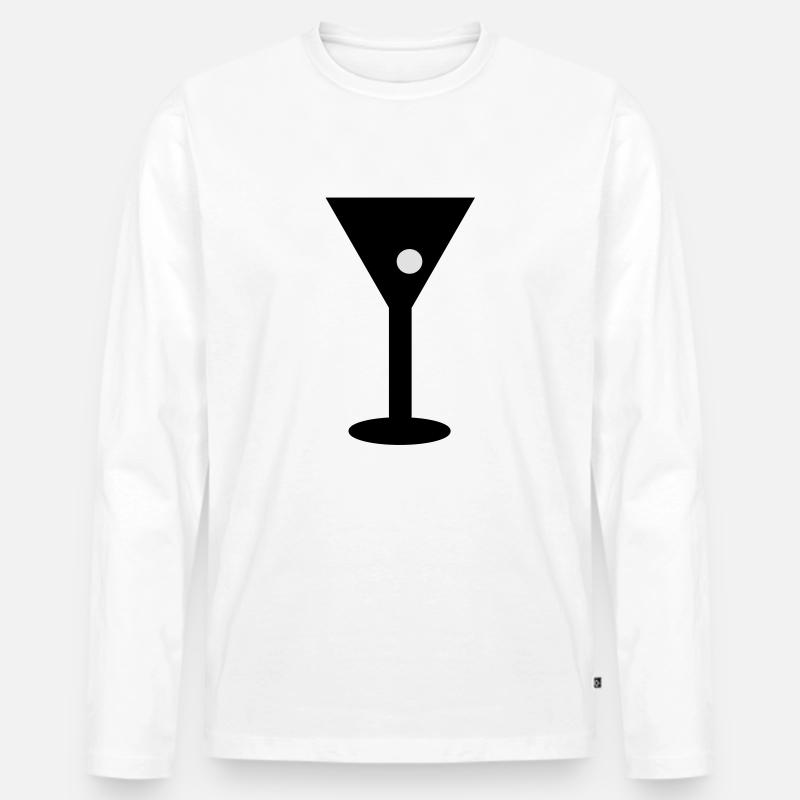 glas_mit_olive - Männer Premium Bio Langarmshirt - Weiß