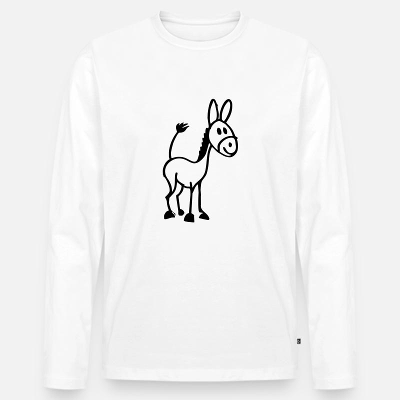 Kleiner Esel - Männer Premium Bio Langarmshirt - Weiß