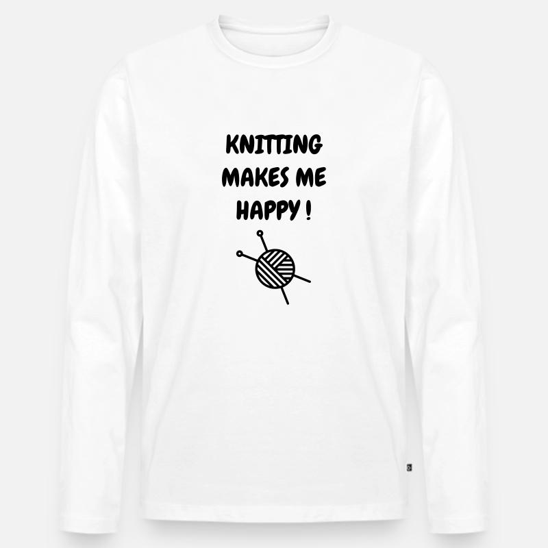 Stricken / stricker / Sticken / mode - Männer Premium Bio Langarmshirt - Weiß