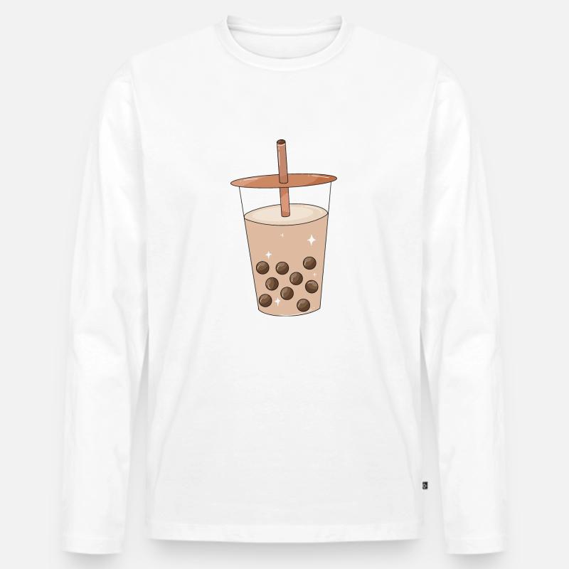 Bubble Tea - Männer Premium Bio Langarmshirt - Weiß