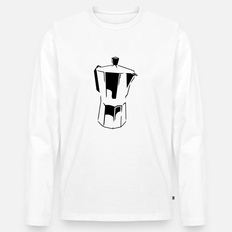 Espresso Kocher (1c) - Männer Premium Bio Langarmshirt - Weiß