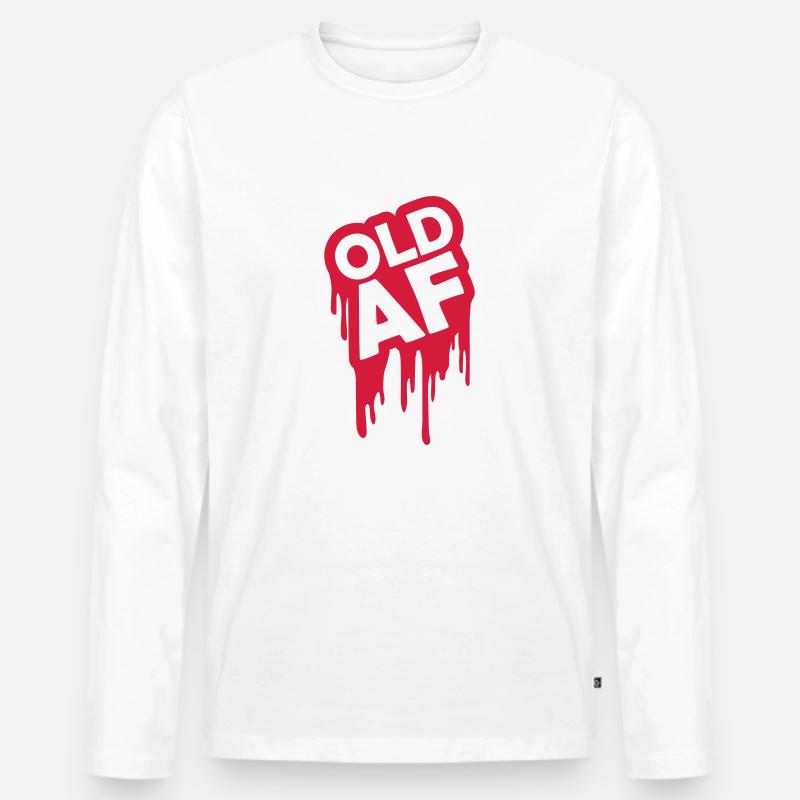 old AF Text Logo - Männer Premium Bio Langarmshirt - Weiß