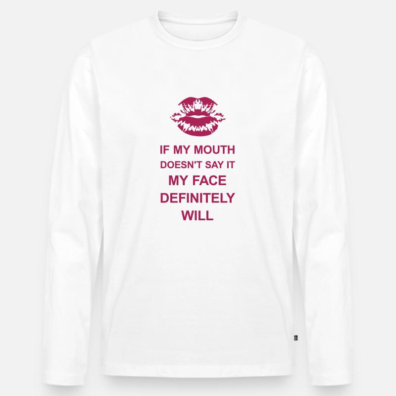 my face definitely will - Männer Premium Bio Langarmshirt - Weiß