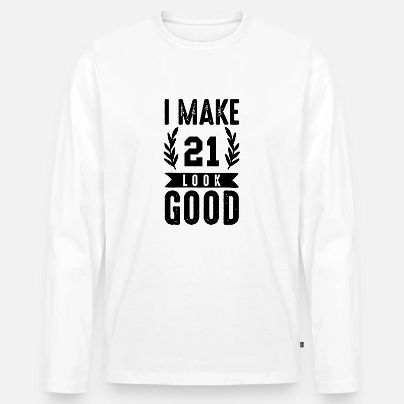 look good 21 - Männer Premium Bio Langarmshirt - Weiß