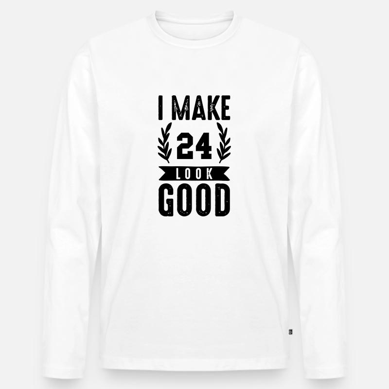 look good 24 - Männer Premium Bio Langarmshirt - Weiß