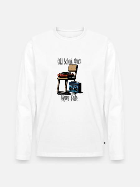 OldSchoolMusic - Männer Premium Bio Langarmshirt - Weiß