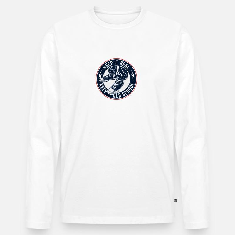 Keep It Oldschool - Männer Premium Bio Langarmshirt - Weiß