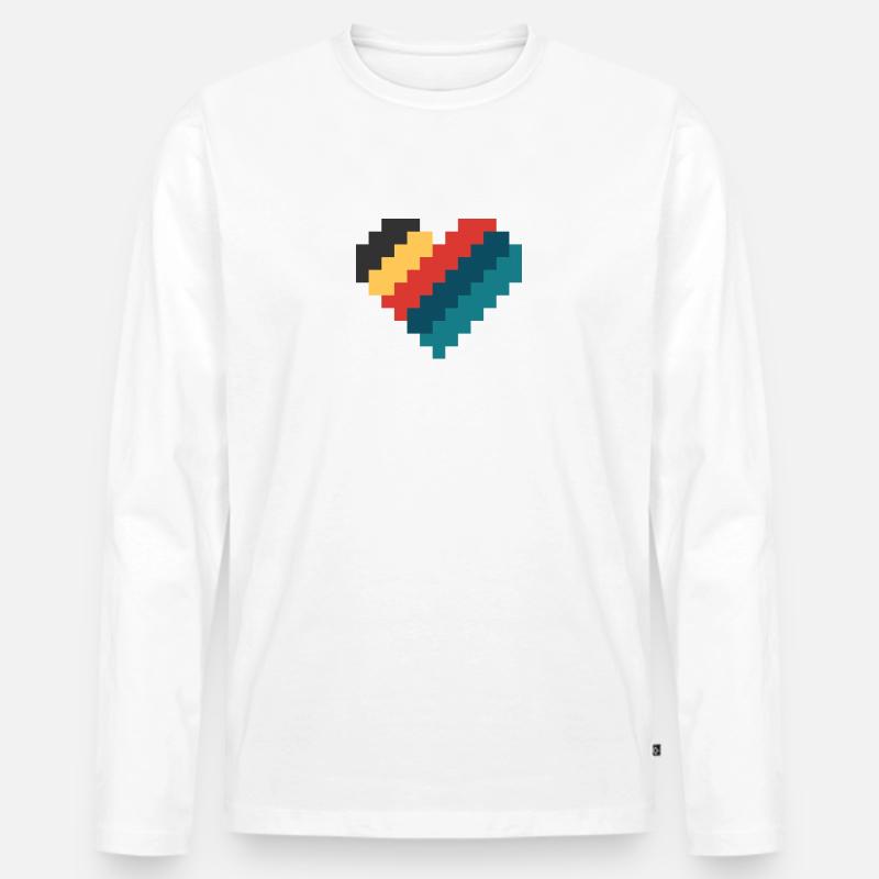 Retro Pixel Herz - Männer Premium Bio Langarmshirt - Weiß