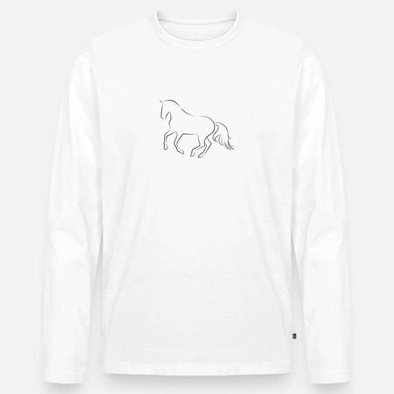 Pferd - Männer Premium Bio Langarmshirt - Weiß