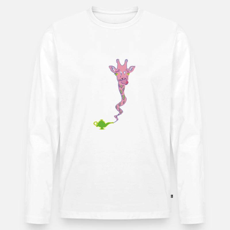 Wunderaffe - Wunderlampe mit Giraffe Geschenk - Männer Premium Bio Langarmshirt - Weiß