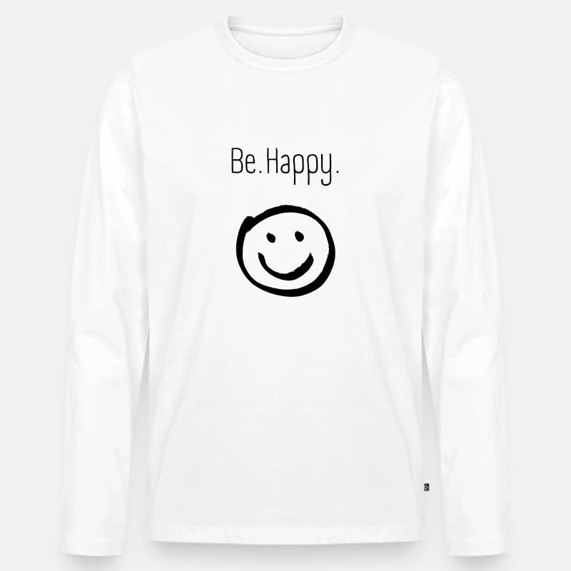 Sei glücklich - Männer Premium Bio Langarmshirt - Weiß