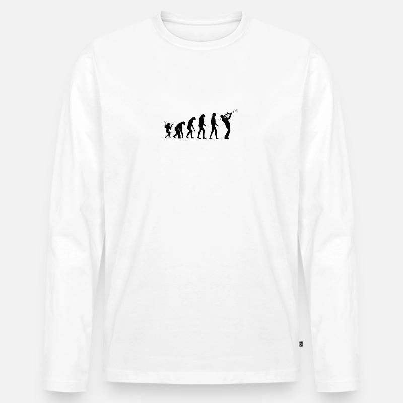 Evolution Posaune - Männer Premium Bio Langarmshirt - Weiß