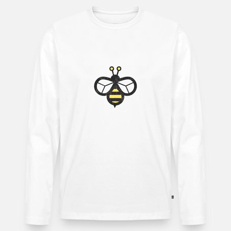 Bienen Design - Männer Premium Bio Langarmshirt - Weiß