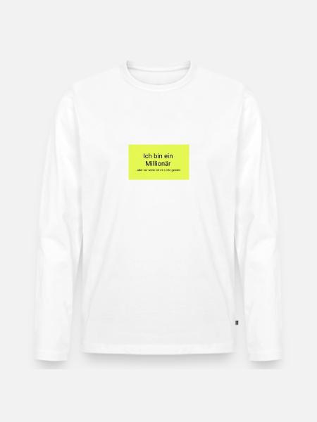 Millionär - Männer Premium Bio Langarmshirt - Weiß