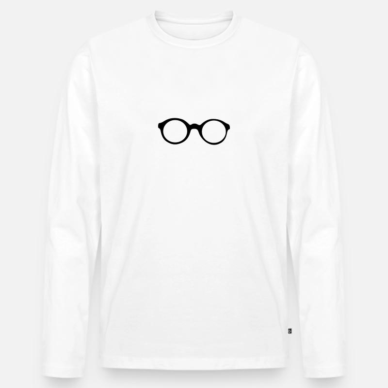 Brille - Männer Premium Bio Langarmshirt - Weiß
