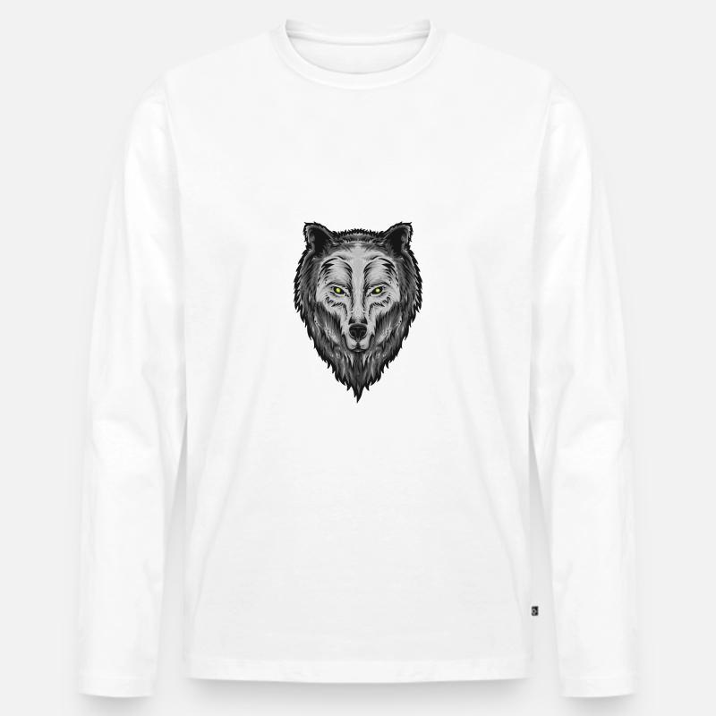Wolfsgesicht - Männer Premium Bio Langarmshirt - undefined