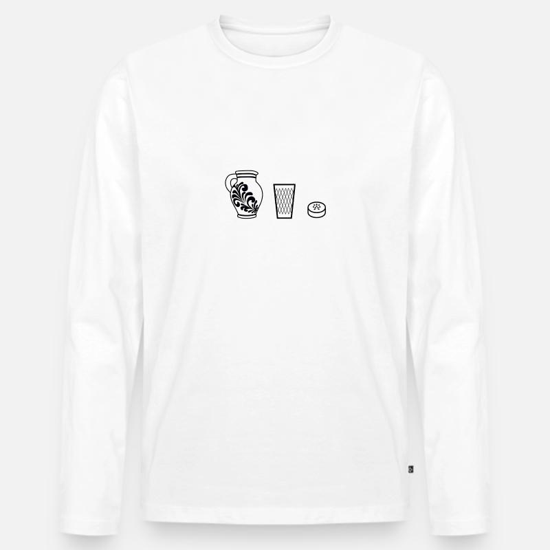 Bembel Geripptes Handkäs - Männer Premium Bio Langarmshirt - Weiß