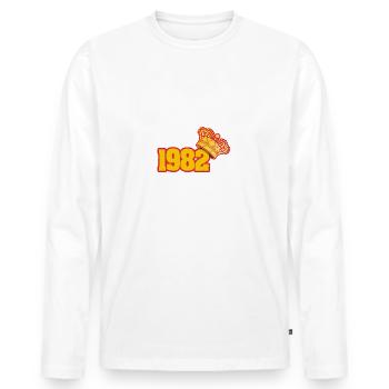 Born in 1982 - Men's Premium Organic Long Sleeve Shirt - white - Front - Nico (187cm)