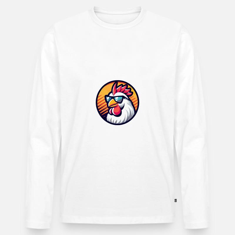 Huhn Comic Cool Sommer - Männer Premium Bio Langarmshirt - Weiß