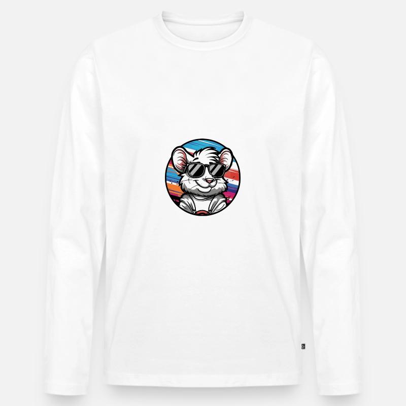 Maus Comic Cool Sommer - Männer Premium Bio Langarmshirt - Weiß