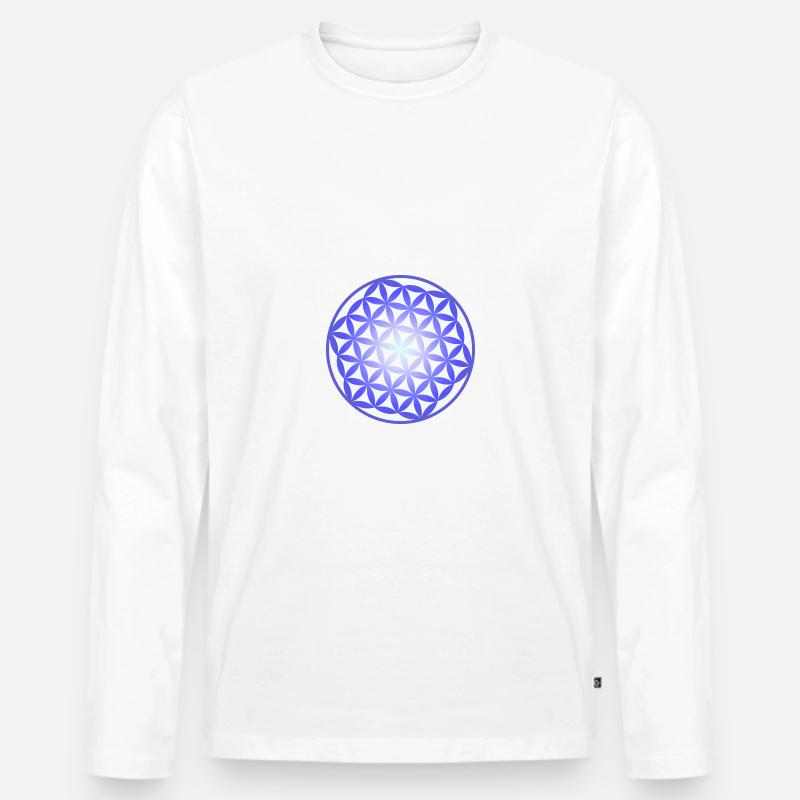 Blume des Lebens - Männer Premium Bio Langarmshirt - Weiß