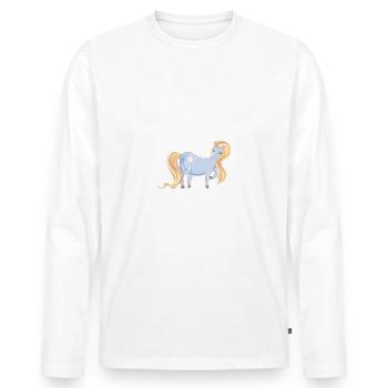 pony - Men's Premium Organic Long Sleeve Shirt - white - Front - Nico (187cm)