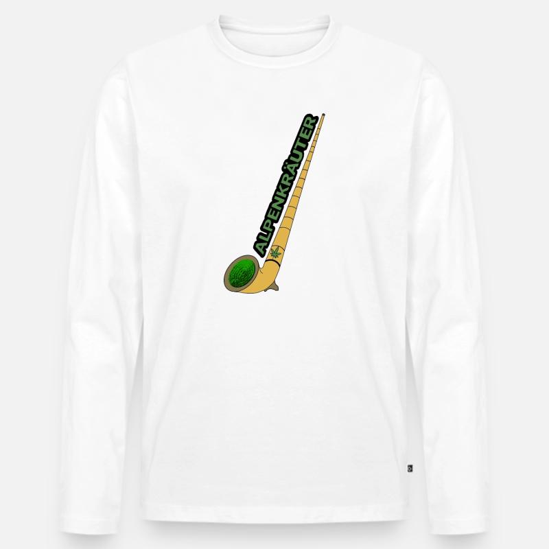 Alphorn Bong - Männer Premium Bio Langarmshirt - Weiß