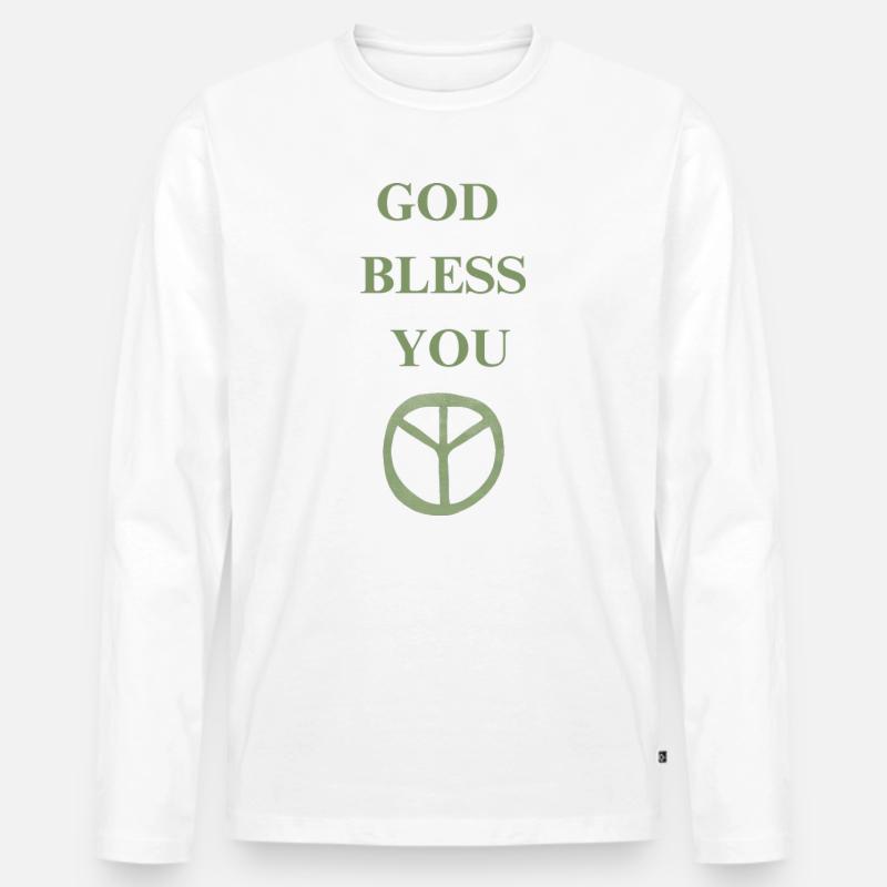 GOD BLESS YOU - Männer Premium Bio Langarmshirt - Weiß