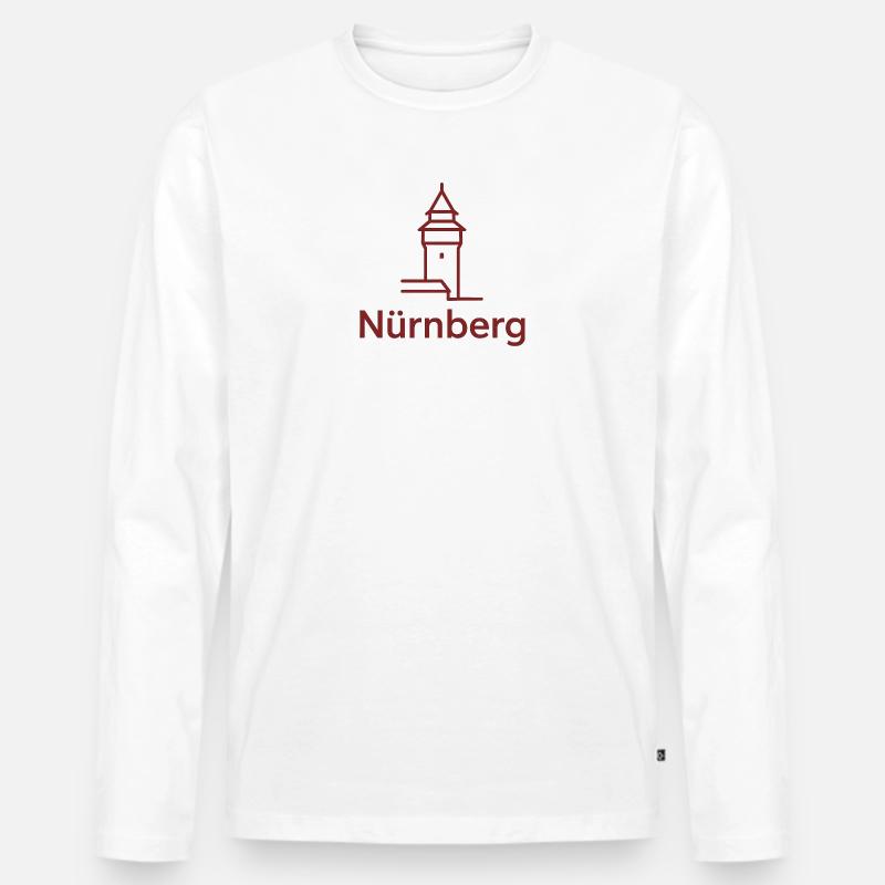 Nürnberg Turm Silhouette - Männer Premium Bio Langarmshirt - Weiß