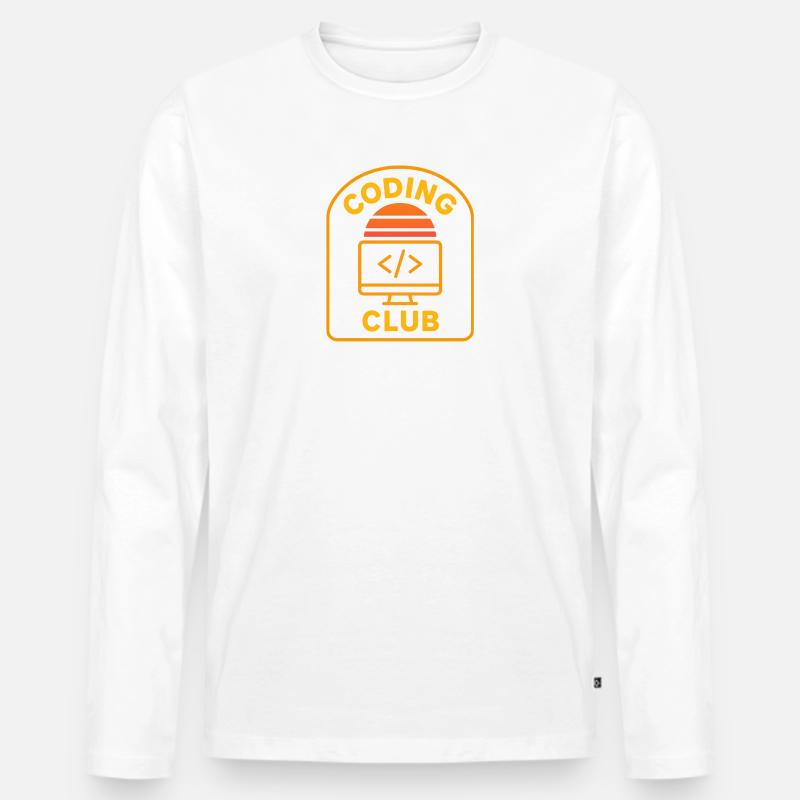 Coding Club Retro Sonnenaufgang Design - Männer Premium Bio Langarmshirt - Weiß