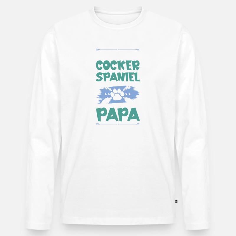 cocker spaniel hunde papa - Männer Premium Bio Langarmshirt - Weiß