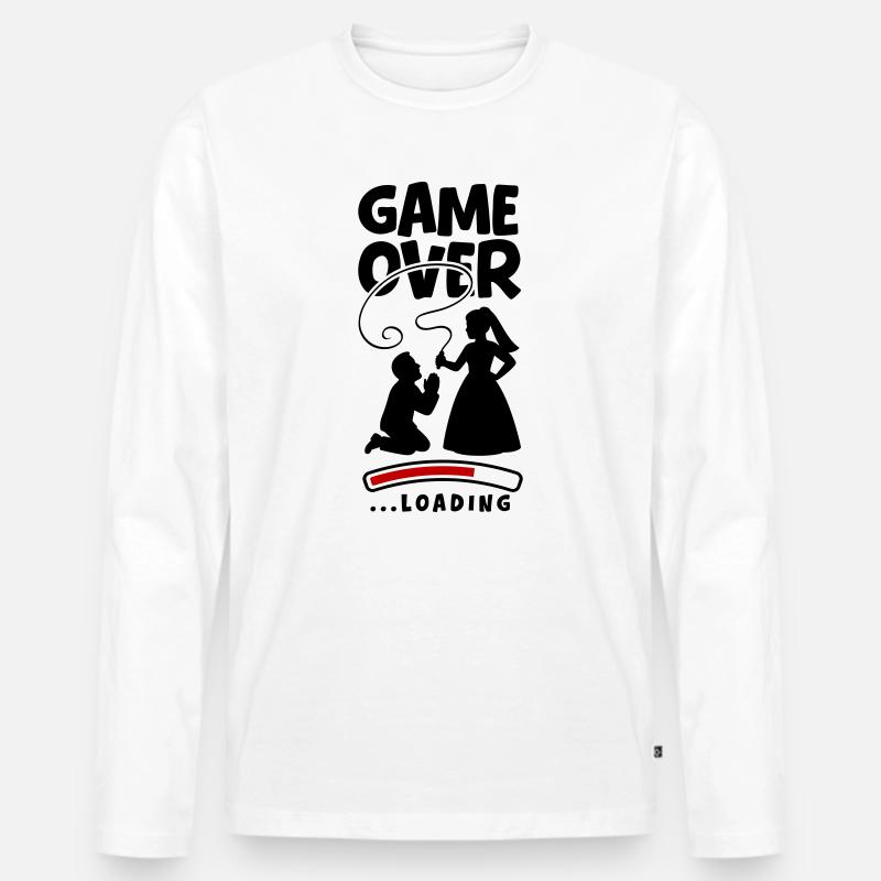 Game Over Hochzeit Ehepaar - Männer Premium Bio Langarmshirt - Weiß