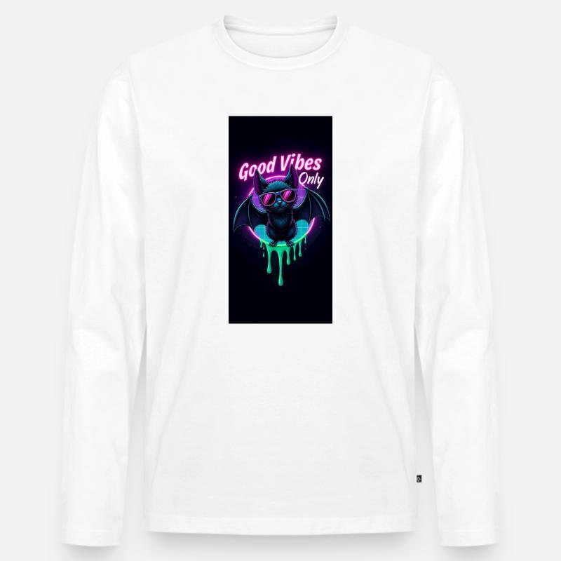 Neon Bat - Männer Premium Bio Langarmshirt - Weiß