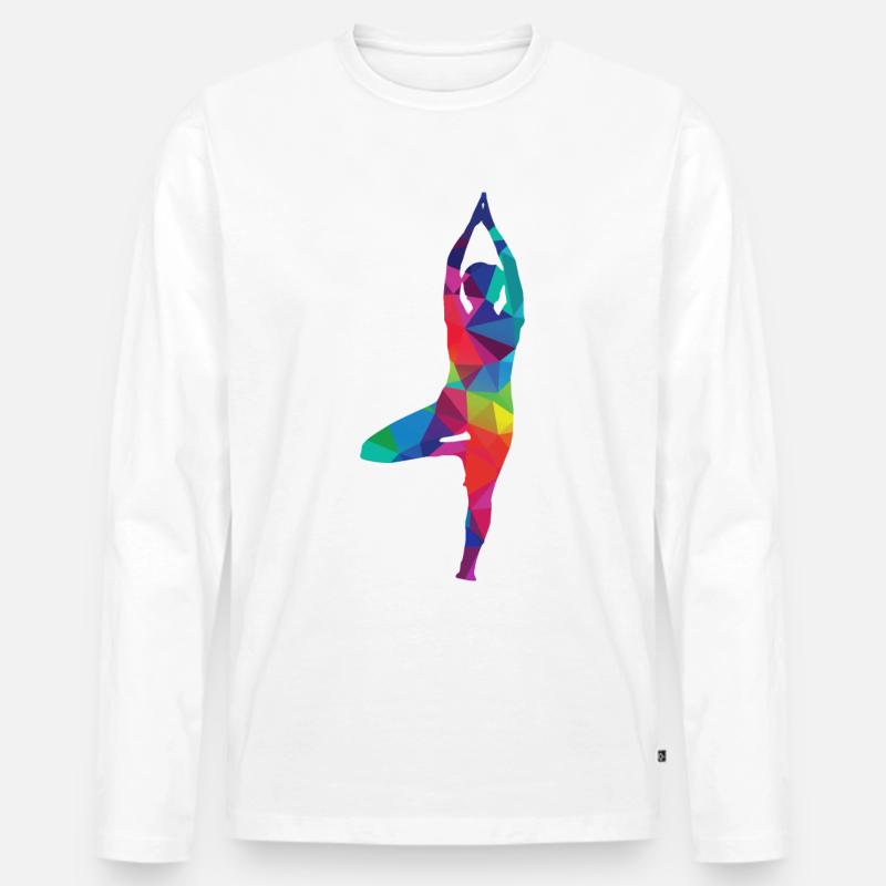 Yoga Pilates - Männer Premium Bio Langarmshirt - Weiß