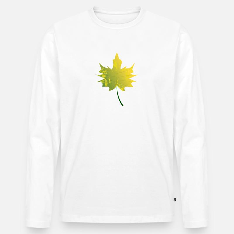 Blatt - Männer Premium Bio Langarmshirt - Weiß